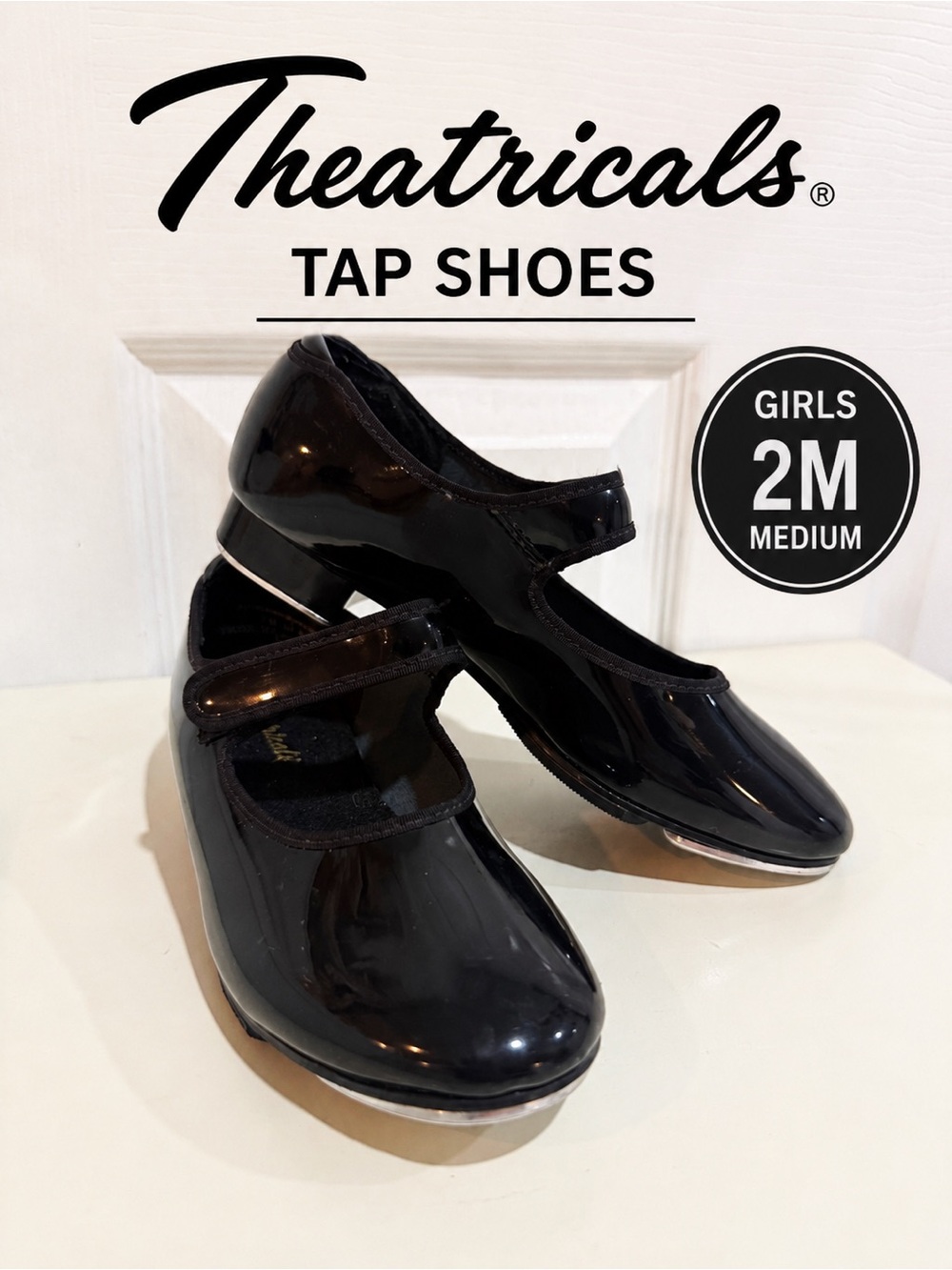 Theatricals Black Patent Mary Jane Tap Dance Shoes Size 2M Girls
